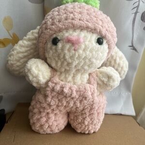 Cute Plush Bunny Toy in Pink and Cream